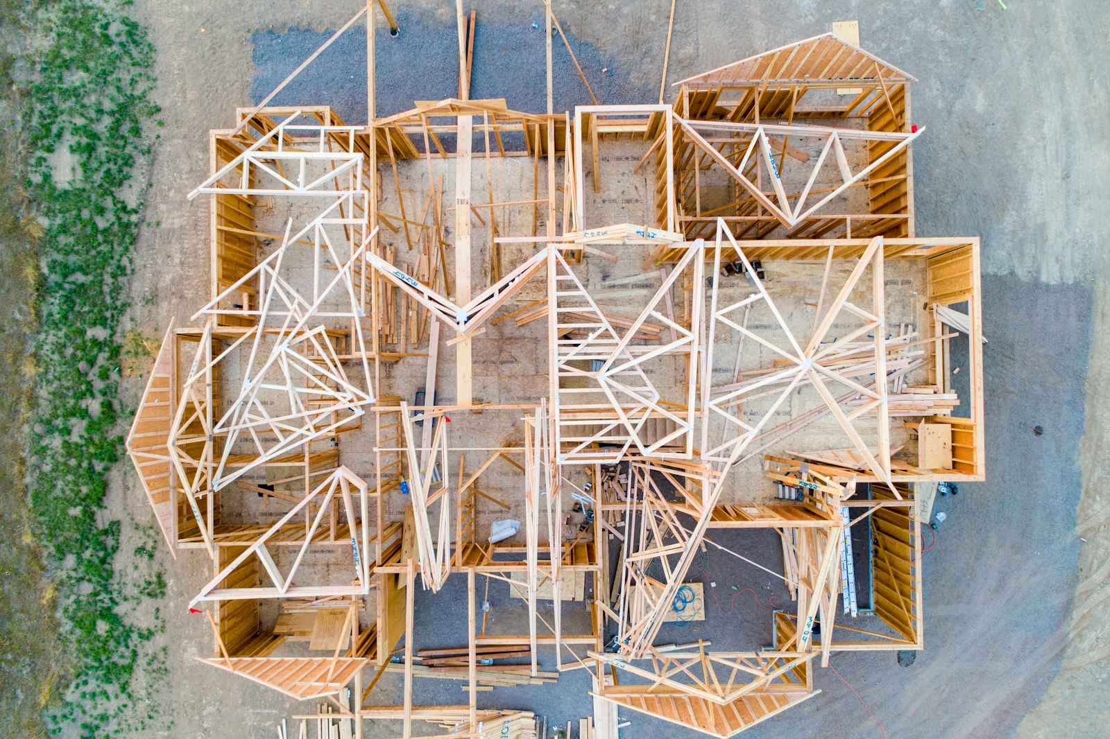 timber frame of a new house under construction