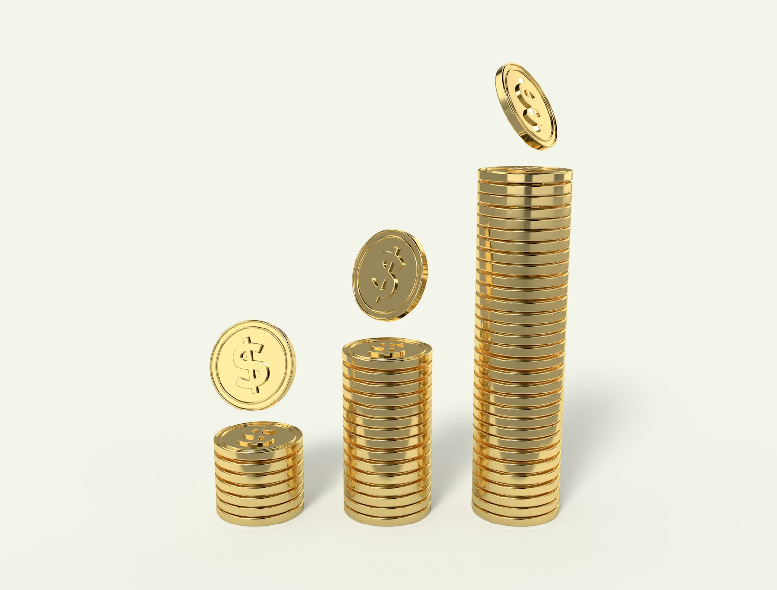a group of coins scattered on a surface