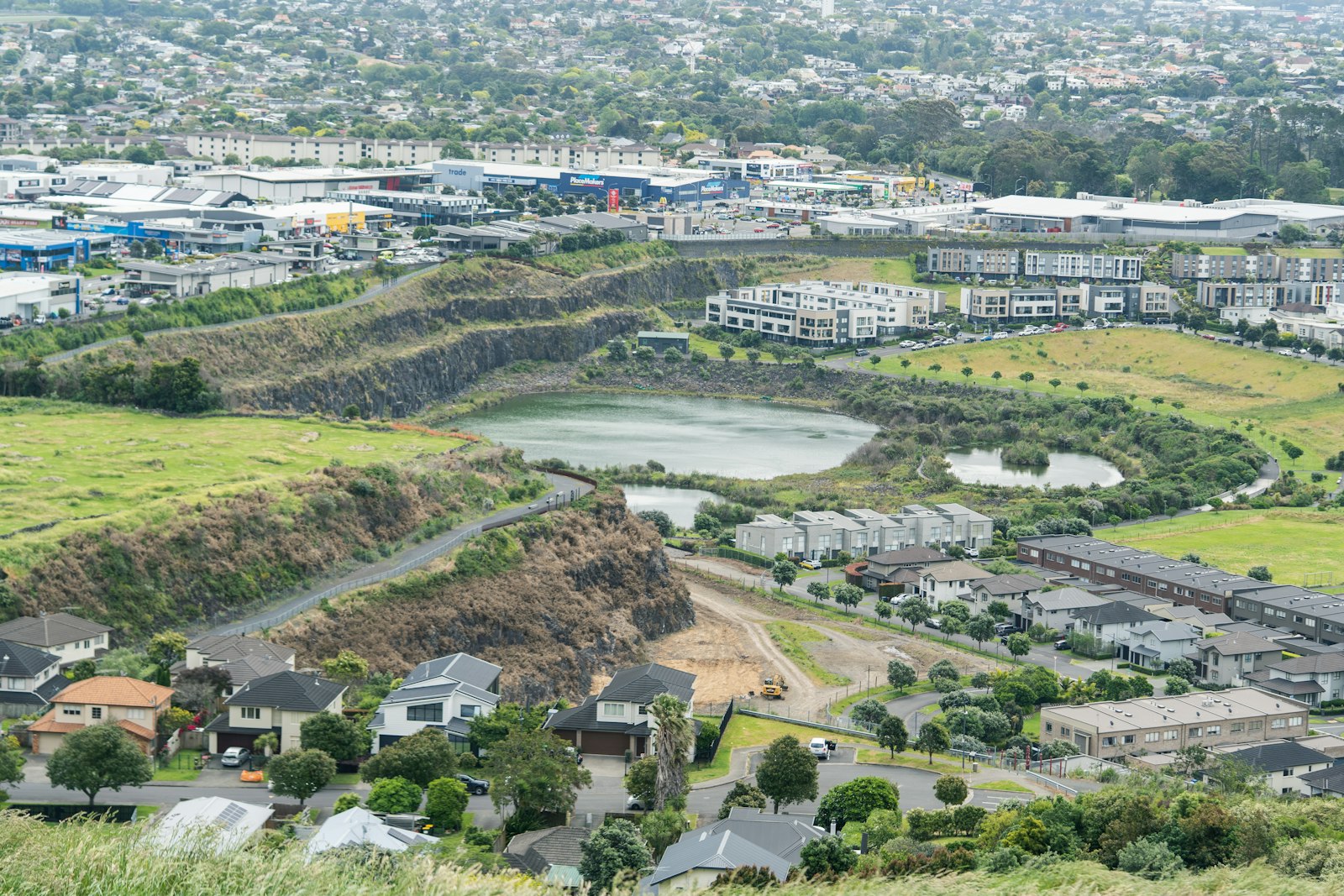 aerial view of a city with lots of houses